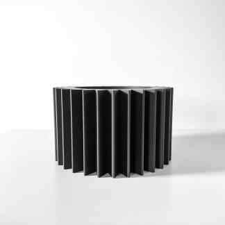 High-resolution 3D printed black heat sink for electronic cooling and thermal management.