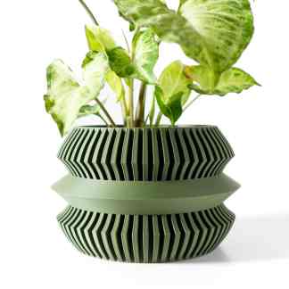 3D printed plant pot with unique geometric style, ideal for modern home and office decor.