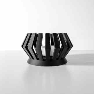 High-quality black and white 3D printed geometric model with intricate details.