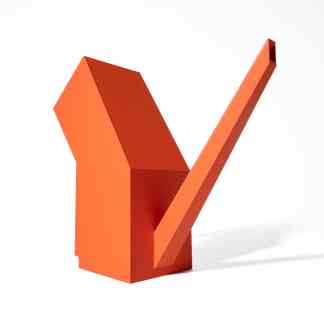 Modern orange VANI watering can statue with geometric and minimalist style.