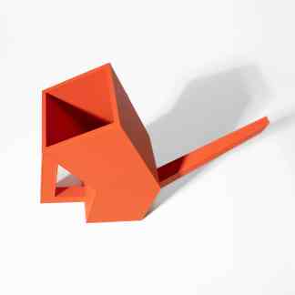 Bright orange 3D-printed watering can shaped like a cat, ideal for gardening and home decor.
