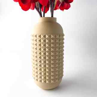 Vase with 3D textured geometric pattern, ideal for contemporary home decoration and interior design.