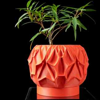 3D printed plant pot with unique geometric design, perfect for modern home decor.