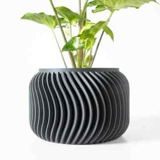 VILEX 3D printed planter with sleek, ribbed design, perfect for stylish indoor plants.
