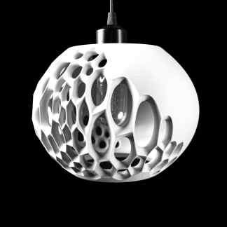 Modern 3D printed pendant lamp with honeycomb design for stylish interiors.