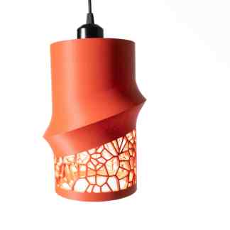 Pendant light with decorative geometric pattern, ideal for modern home and office lighting.