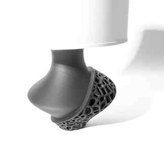 3D printed lamp base with intricate geometric design, ideal for contemporary home decor.