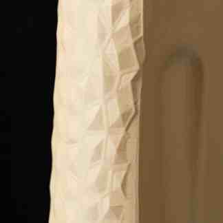 3D textured beige wall panel with geometric patterns for stylish modern interior design.
