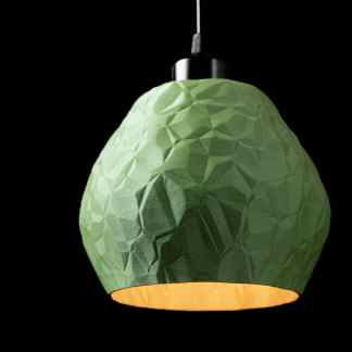 Stylish green geometric pendant lamps for modern home decor, energy-efficient lighting solutions.