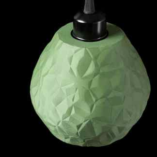 Bright green geometric pendant lamp, ideal for contemporary interior lighting solutions.