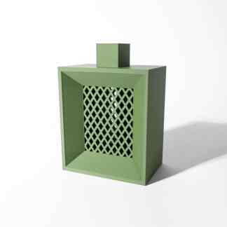 Colorful 3D rendered vase with geometric lattice pattern, perfect for contemporary home decor.