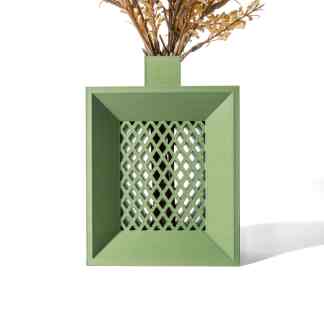 Modern green lattice-patterned vase for home decoration and accent pieces.