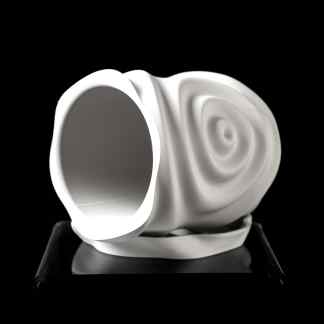 High-quality 3D-printed ceramic vase with swirling design, perfect for modern decor.