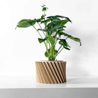 Decorative houseplant in a contemporary beige container, perfect for modern home or office decor.