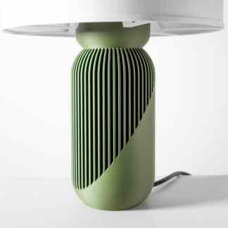 Stylish green YAO lamp with sleek slatted design perfect for contemporary home decor.