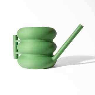 3D green watering can with a modern design, featuring a long spout and minimalist aesthetic for gardening.