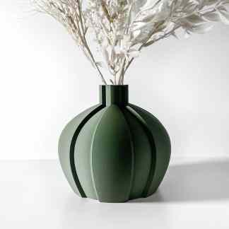 Stylish green 3D printed vase with artistic geometric lines, perfect for home accents.