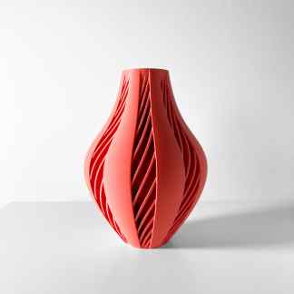 Vase with unique layered 3D printed design, created by AM Square 3D for artistic and decorative use.