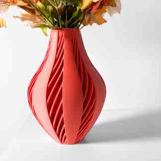 3D printed vase with artistic swirl patterns, perfect for contemporary interior decoration.
