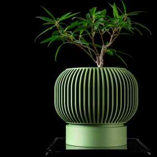 3D printed plant pot, modern, eco-friendly design, intricate pattern for stylish home decor.