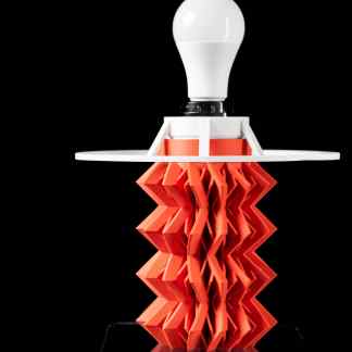 A unique 3D-printed lamp with innovative geometric pattern, perfect for contemporary home decor.