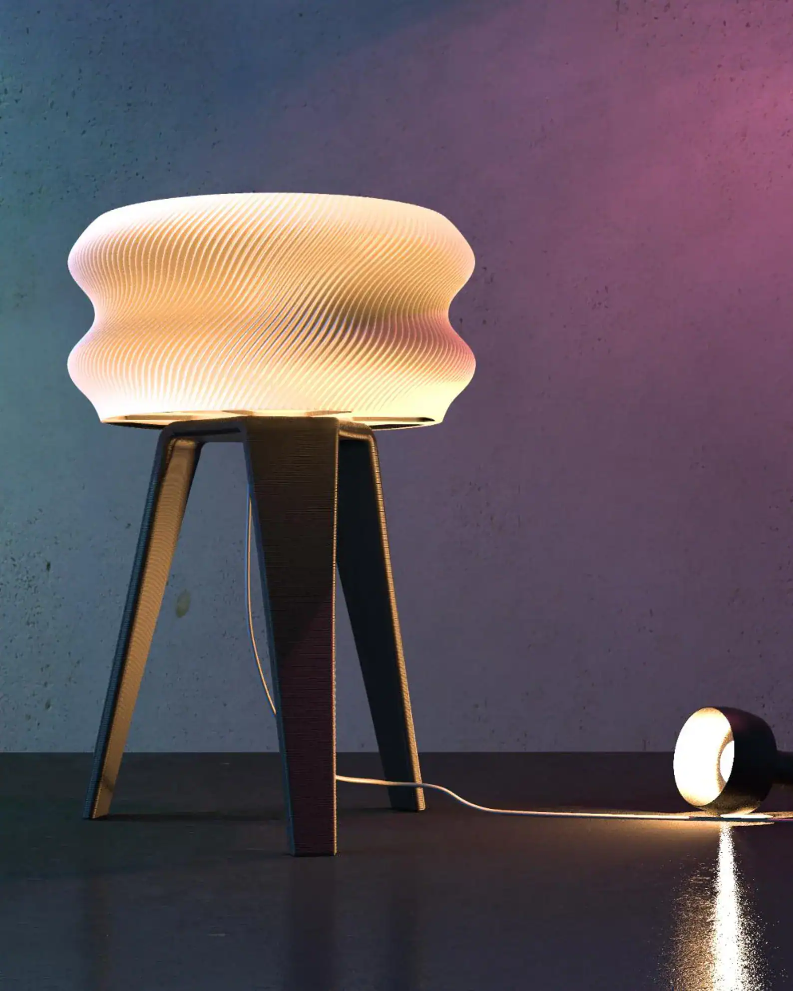 Stylish 3D-printed lamp with textured surface, perfect for modern home decor and creative lighting.