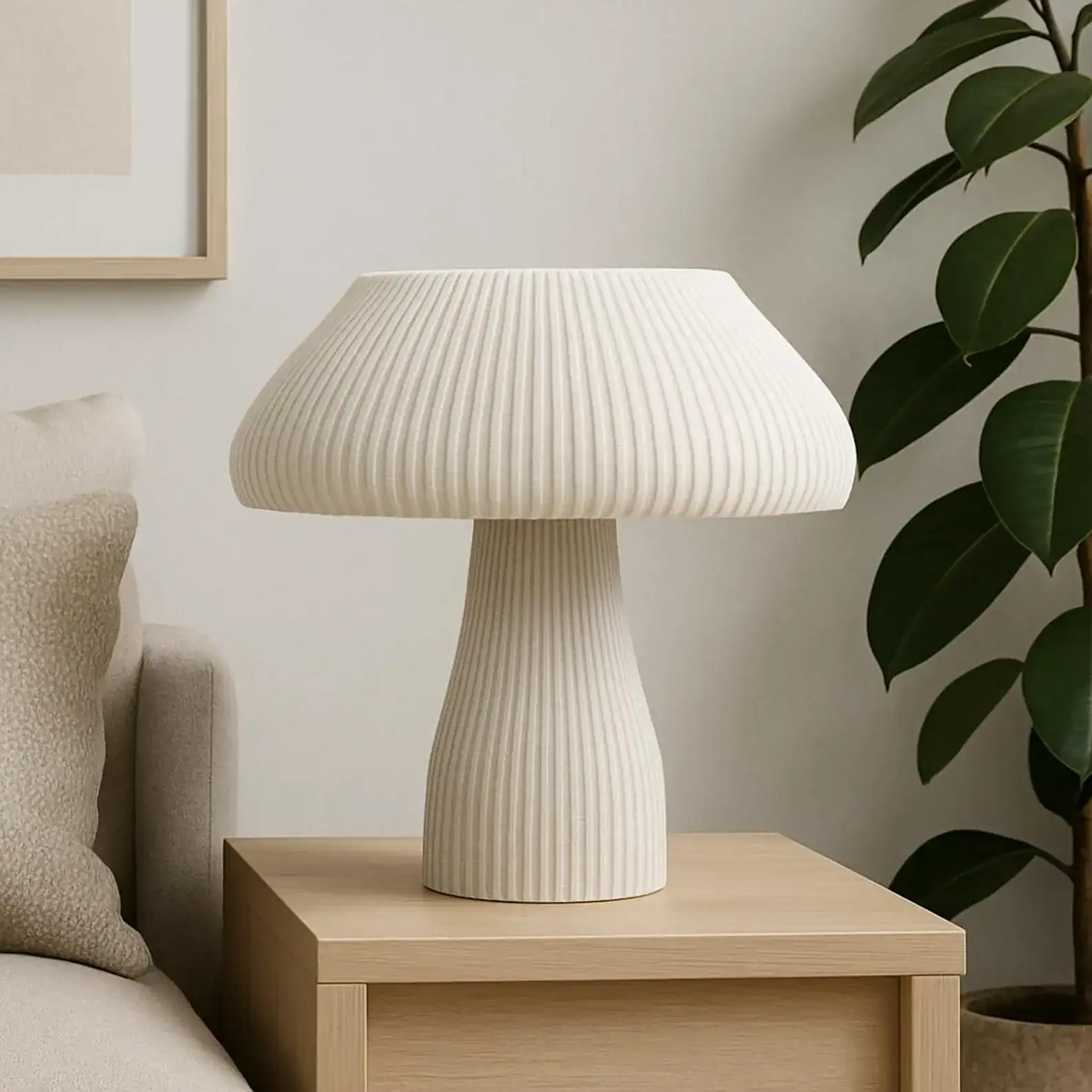 Stylish 3D-printed textured lamp perfect for contemporary interior design.